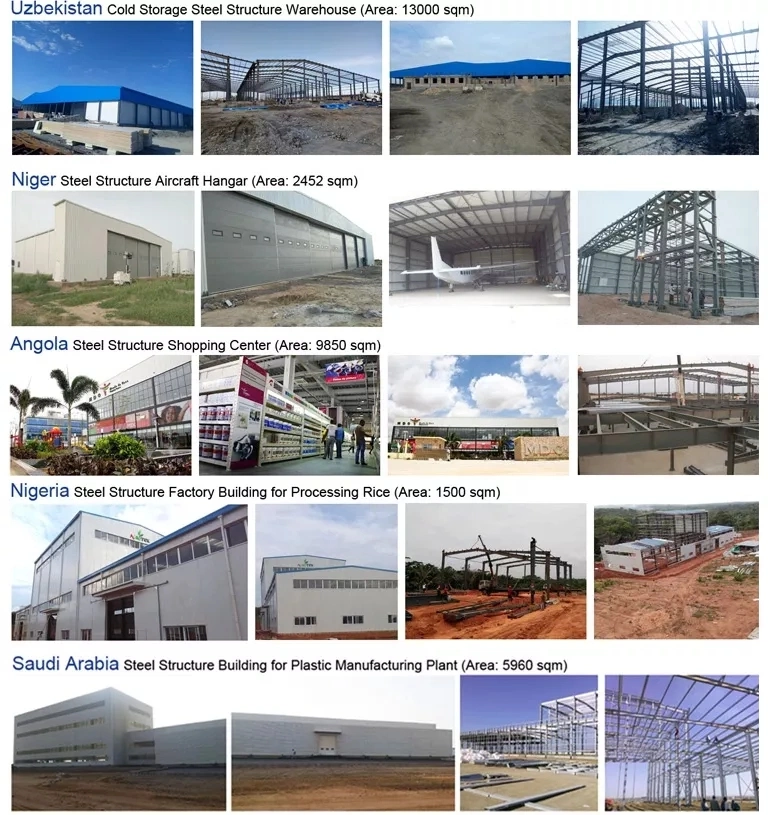 Low Cost Prefabricated Steel Frame Warehouse Hangar Workshop Steel Building Materials