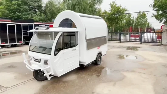 Vente chaude blanc électrique à trois roues chariot alimentaire Mobile Cake Shop alimentaire remorque rue salle à manger voiture à vendre